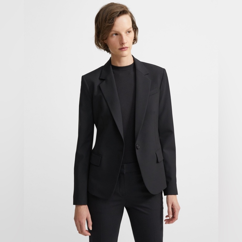 NWT Theory Gabe B3 Slim-Fit Black Blazer in Sevona Stretch Wool
